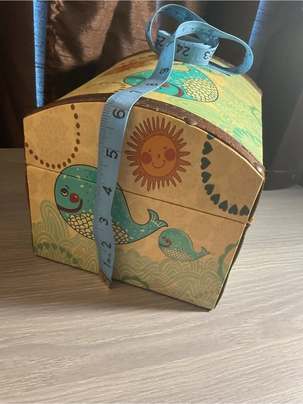 Whale Print Decorative Treasure Chest (storage for makeup, jewelry, or trinkets)